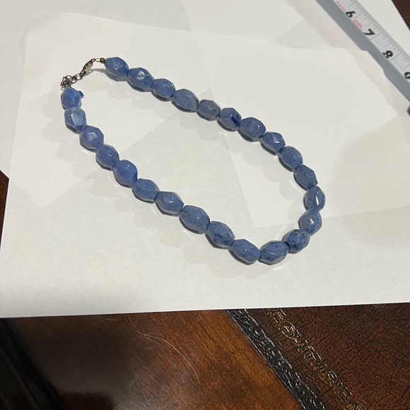 Blue Polished Stone Necklace with lobster clasp - Picture 5 of 10
